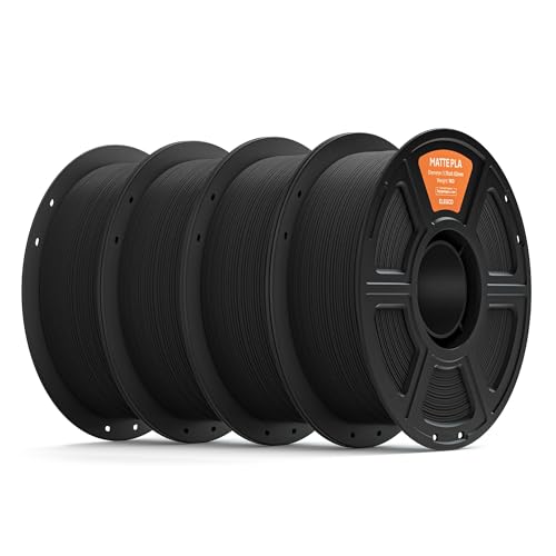 ELEGOO Matte PLA Filament 1.75mm Black 4KG 3D Printer Filament High Precision 4pcs 1kg Spool (2.2lbs) Fits for Most FDM 3D Printers