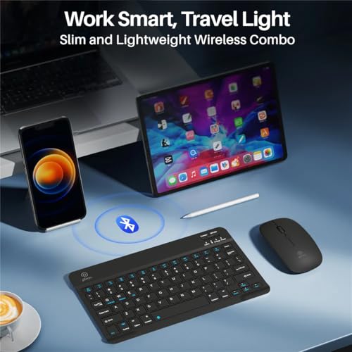 pTron Keyvo KW4 Wireless Keyboard & Mouse Combo Set, Ultra-Slim Keyboard w/ 78 Keys, Multimedia Keys, BT Mouse w/ 1600 DPI Precision Optical Sensor, Compatible with Tablets/Smartphones/PC (Black) view 2