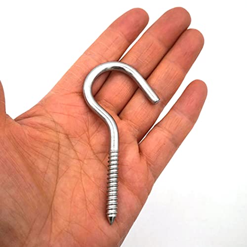 Jy-Marine JYD 3.8 Inch Stainless Steel 316 Screw-In Hooks Eye Bolt Heavy Duty Large Screw Hook Ceiling Hook Marine Grade Silver 10 Pcs thumb #2