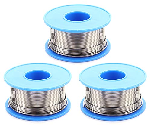 Foraineam Pack of 3 Rosin Core Solder Wire 63-37 Tin Lead for Electrical Soldering and DIY, 0.0315in / 0.8mm, 1.76oz / 50g