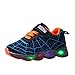 Baskets Enfants Garcons avec Lumière LED Chaussures Clignotant Chaussures de Sport Baseball Trail Running Chaussures à Fond Souple Araignée Tyoby(Bleu,26)