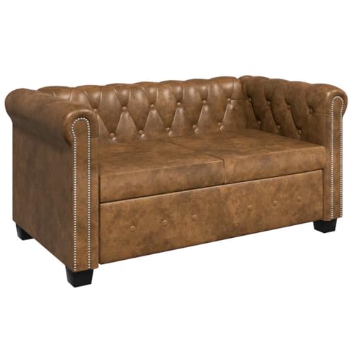 vidaXL Chesterfield Sofa 2-Sitzer Kunstleder Braun Ledersofa Polstersofa vidaXL Chesterfield Sofa 2-Sitzer Kunstleder Braun Ledersofa Polstersofa