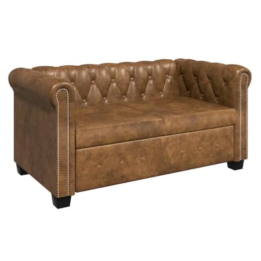 Canapé pour Bureau Salon Chesterfield 2 Places Cuir Artificiel Marron