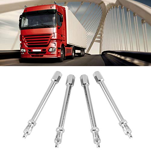 Image of Tyre Valve Extension, Pack of 4 100mm Chrome Tyre Valve Extension Rod Wheel Adapter Car Tyre Valve Stem Extenders Replacement for Car Bus Truck Lorry Wheel
