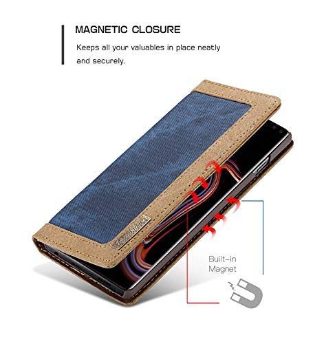Image of ClickCase Iconic Series for Realme Narzo 20 pro Soft Canvas Denim Cloth Leather Wallet Flip Case Kick Stand with Magnetic Closure Flip Cover for Realme Narzo 20 pro (Blue & Beige)