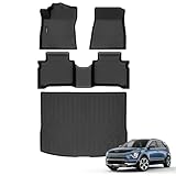 Auxko All Weather Floor Mats Cargo Mat Fit for Kia NIRO Hybrid 2025 2024 2023 (Not for PHEV or EV) TPE Floor Liner Trunk Mat NIRO Accessories All Season Odorless Anti-Slip Black