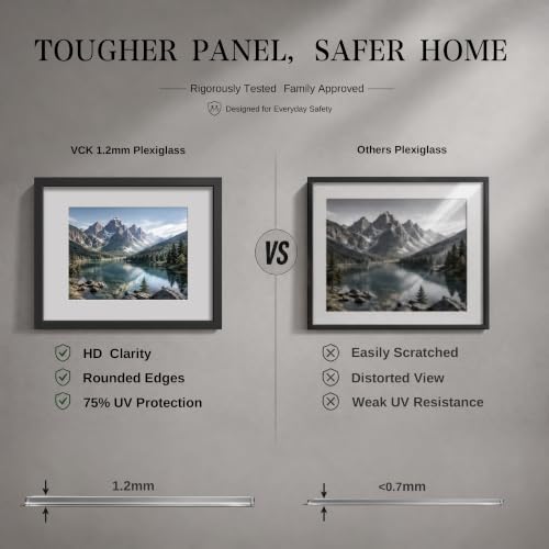 Image of VCK 20x30 Poster Frame with Plexiglass, Black Wood, 16x24 Mat, 2 Pack
