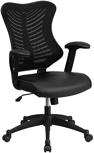 Flash Furniture Kale High Back Designer Black Mesh Executive Swivel Ergonomic Office Chair with LeatherSoft Seat and Adjustable Arms - Thumbnail 5