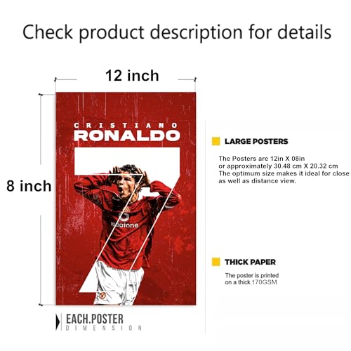 Image of Cristiano Ronaldo Wall Sticker Poster | CR7 Football Wall Decal | Premium Ronaldo Room Decoration Sticker for Bedroom, Living Room & Kids Room