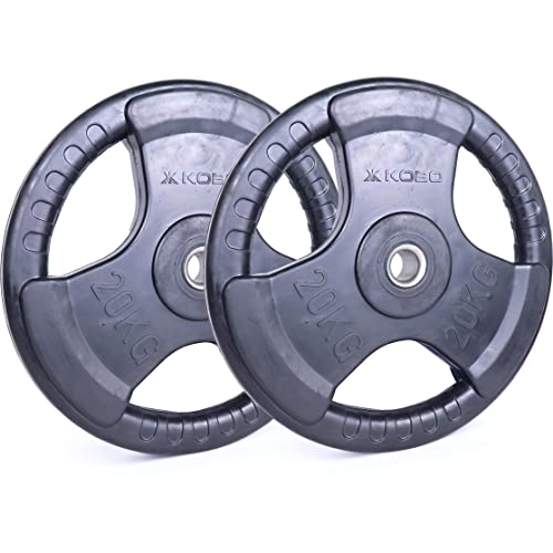Image of Kobo 2.5 Kg (31 mm) Fitness Rubber Coated Tri-Grip Plate & Integrated Metal Grip Rubber Weight Plates - Sold in Pairs (Imported)