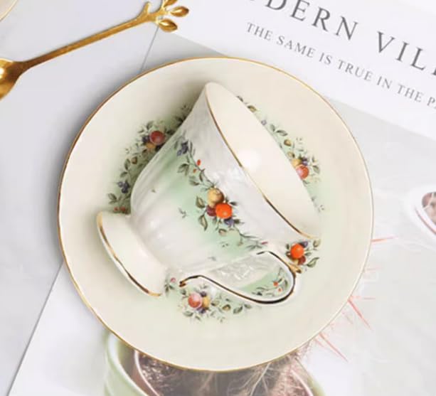 Set di tazze e piattini da caffè e tè in ceramica set di tazze da caffè e piattini in ceramica con frutta piatto per tazza da latte e succo regalo di compleanno per ufficio e casa