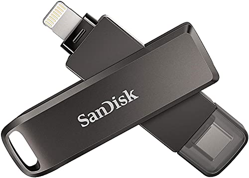 Image of SanDisk iXpand Luxe 64GB Flash Drive for iPhone, iPad Tablet & USB Type-C Devices - 3.1 Drive for Lightning & TypeC Ports (NOT Type-A) SDIX70N-064G-GN6NN Bundle with 1 Everything But Stromboli Lanyard