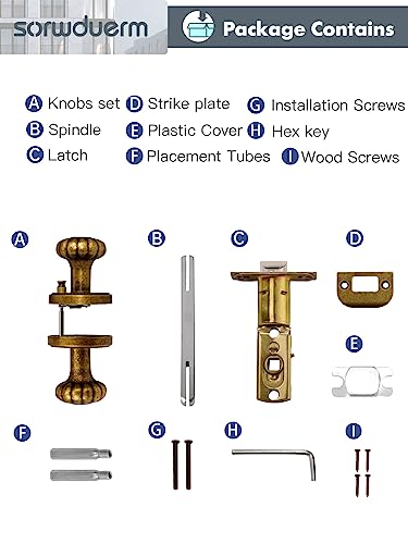 Sorwduerm Antique Brass Door Knobs Interior Privacy Door Knob With Lock For Bedroom And Bathroom,Zinc Alloy 1 Pack thumb #5