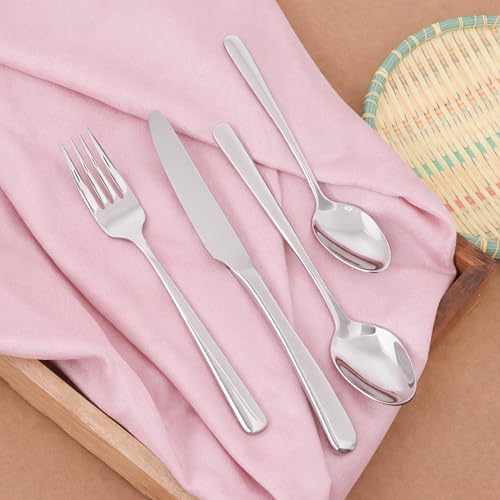 Image of Culinex Premium 18 /8 Stainless Steel, 20-Piece Cutlery Set | 6 All Purpose Spoon, 6 Fork, 6 Tea Spoon & 2 Table Knife | Silver Rustproof Flatware for Dining, Kitchen By thinKitchen
