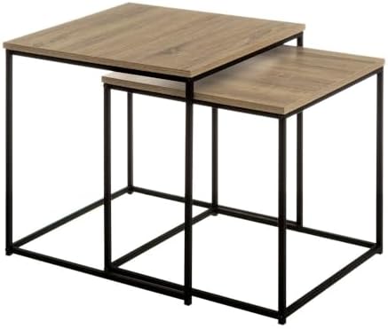 LOLAhome - Set of 2 Nest Coffee Tables 50 x 50 cm and 45 x 45 cm ...