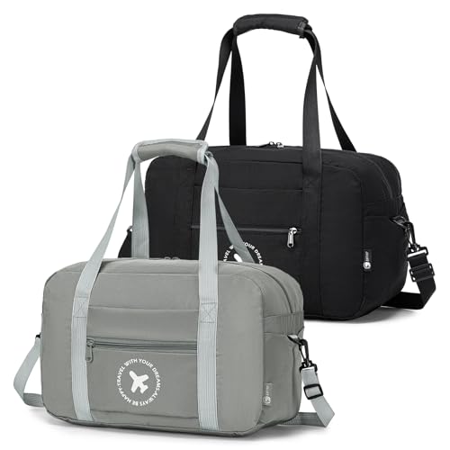 BAGROUPS 2X Bagaglio a Mano 40x20x25 Ryanair Borsa Sportiva Borsone da Palestra 20L Leggero Impermeabile Borse per Aereo Borsone da Viaggio Borsas da Weekend Borsa per Ospedale Uomo Donna Nero Grigio
