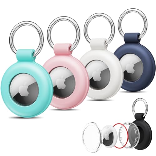 Image of for AirTag Holder for AirTag Case Keychain Air Tag Holder, Waterproof Silicone for Airtag 4 Pack Case with Keychain for Apple AirTags, Air Tags Accessories for Pet, Luggage, Backpacks, Kids, Keys