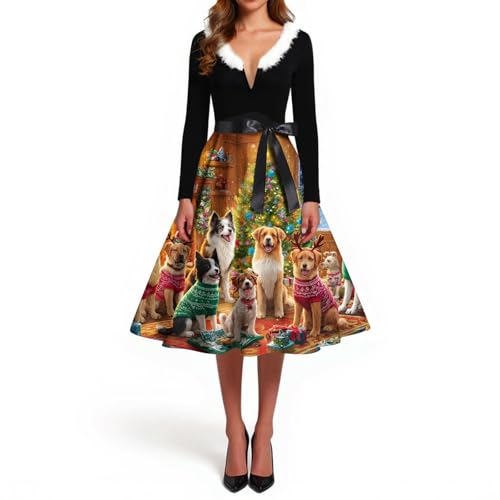 Generisch Sexy Santa Curvy Glitzer Lang Weihnachten Kleid Strick Damen...