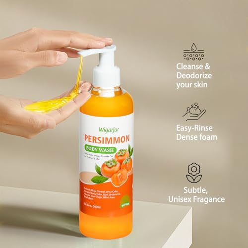 Image of Persimmon Body Wash for Old People Smell, Natural Deodorant Bar Soap for Strong Odor Smelly Feet Remove, Cleansing Body Deodorizing with Persimmon & Green Tea Extracts (Pack of 3)