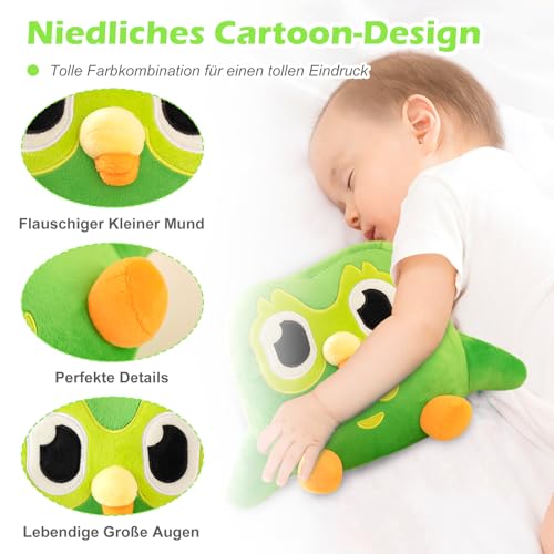 YUFFQOPC Eule Kuscheltier Stofftier Green Owl Plush mit Großen Augen 30cm Weich Plüschtier Karikatur Plüsch Eule Spielzeug Wurfkissen Stuffed Animals Stofftier für Wohnkultur Mädchen Jungen Kinder