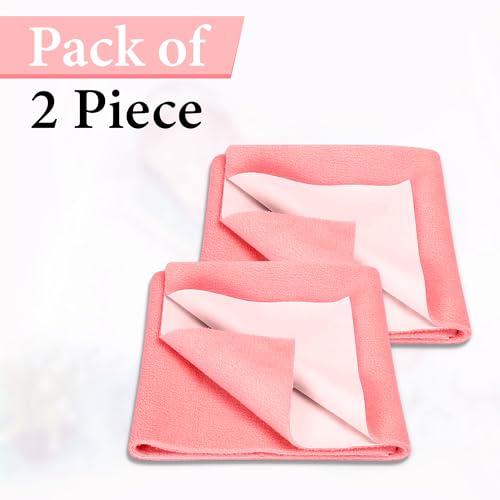 Image of GLUN Quick Dry Absorbent Baby Bed Sheet for Mattress Protector, Pack of 2 Baby Cute Pink Bed Sheet, Size 50x70cm, Waterproof, Quick Drying, Anti-Itching Cloth