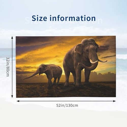 Drap de plage éléphant au coucher de soleil serviette microfibre sans sable - 4