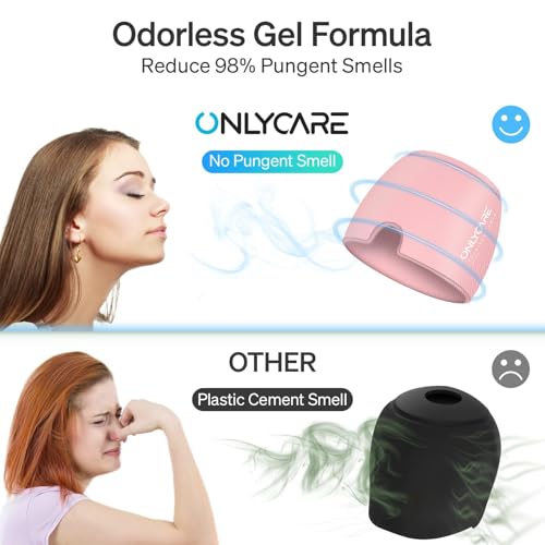 Image of ONLYCARE Migraine Relief Cap, Soothing Headache Relief Cap, Upgraded Odorless Gel Ice Head Wrap, Hot and Cold Therapy, Headache Ice Pack for Tension and Stress(Pink & Black 2 Pack)