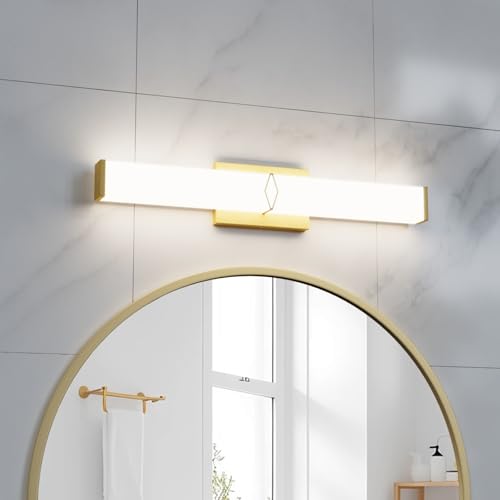 Image of Bathroom Light Fixtures Over Mirror,Bathroom Vanity Light,24inch Dimmable 25W 2500lm,Gold LED Vanity Lights,5700K Daylight LED Lighting Fixture,ETL Certified