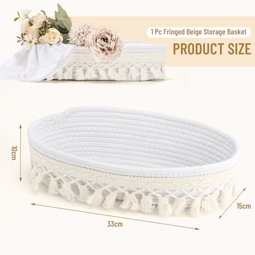 Panier de rangement macramé pour plantes et accessoires de maison beige - 3
