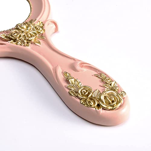 Nerien Handheld Mirror Vanity Makeup Mirror Travel Princess Metal