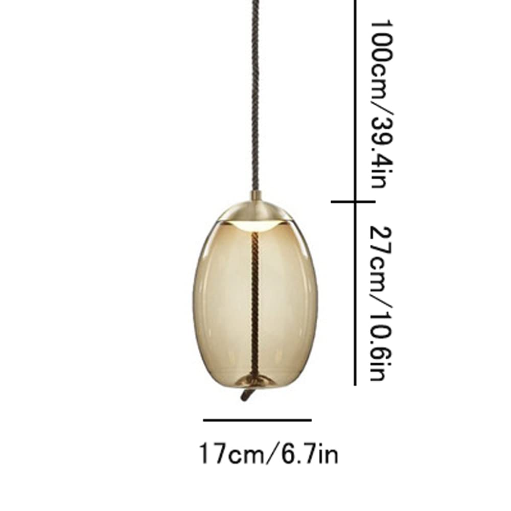 Lámparas colgantes Lámpara colgante de vidrio posmoderna Luz de lujo de una sola cabeza Círculo geométrico Pantalla de vidrio Azul agua / ámbar / gris ahumado Acabado con 5W LED Parche de luz cálida