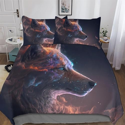 LCWWW Renard - Juego de cama de 2 piezas, funda nórdica de microfibra con fundas de almohada, cremallera para niños y adultos (135 x 200 cm)