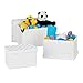 Relaxdays Aufbewahrungskorb 3er Set, mit Deckel, 3 Größen, geflochten, PP-Kunststoff, eckiger Badezimmer Korb, weiß