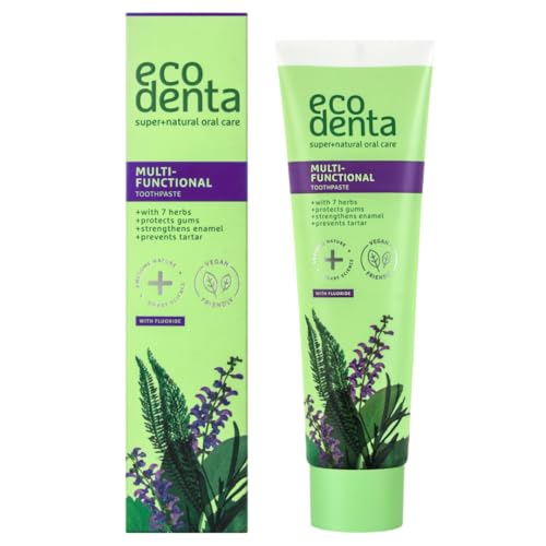 Ecodenta Dentifricio Multifunzionale con Estratti di 7 Erbe e Kalident - Dentifricio con Fluoruro - Pulisce Denti Protegge Le Gengive 100ml