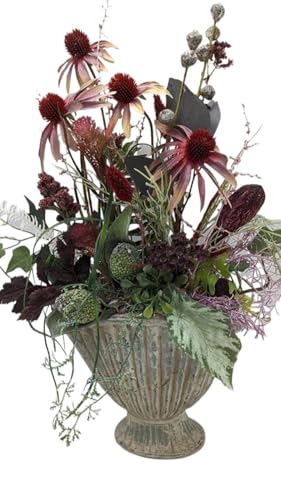 50 cm Red Green Autumn Arrangement ，Autumn Decoration Coneflower Eucalypthus