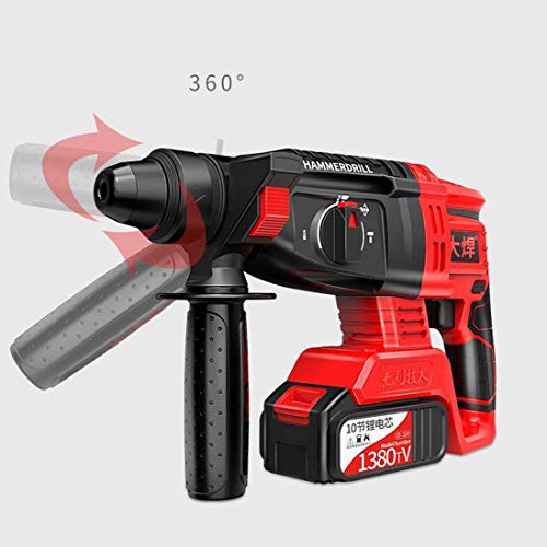Samnuerly 360-Grad-drehender Zusatzgriff Drehmoment-Kombibohrer-Set Elektrischer Bohrschrauber Akku-Bohrschrauber Schlagschrauber Schnellladegerät, Schwarz – Bild 4