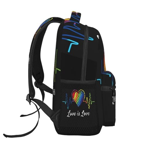 Love is Love Rainbow LGBT Gay Backpack Large Capacity Lightweight Casual Travel Sports Backpack 11.4X7.8X15.7 inch3