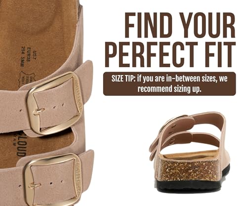 Image of Project Cloud 100% Genuine Leather Footbed Sandals for Women 2026 Comfortable Beach Essentials Womens Sandals Memory Foam Vacation Essentials Slides for Women Footwear (Santorini)