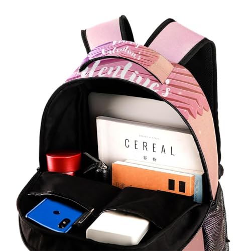 Sac à dos d'école imprimé cœur rose multicolore 29.4x20x40cm - 4
