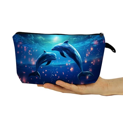 Dolphin Gift Blue Dolphin Makeup Bag Cute Small Organizer Bag with Zipper Lovely Dolphins Cosmetic Bag Birthday Gifts for Dolphin Lovers Women Sisters Friends4