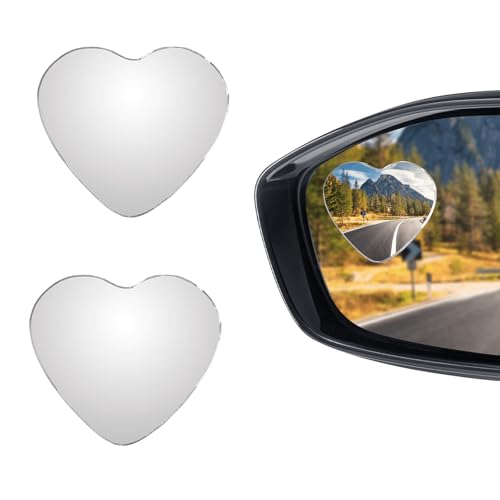KaiPionova Heart Blind Spot Mirrors 2-Pack, Adjustable Wide Angle Convex Stick-On Car Side Mirror for Enhanced Safety, Easy Install Universal Fit for Cars, Trucks, SUVs
