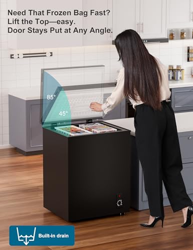 Image of 2.5 Cu.Ft Chest Freezer with Removable Basket - Small Deep Freezer w /6 Temp and Energy Efficient Quiet - Manual Defrost, Space Saving Design for Dorm, Office, Apartment, Bar, Black