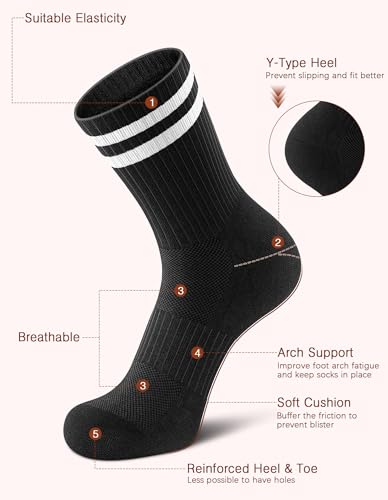 Image of Airacker Athletic Socks Sport Running Calf Socks Performance Cushioned Breathable Crew Socks for Men Women(6 Pairs)