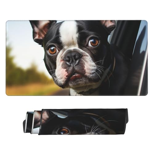 Tapis de souris de jeu Boston Terrier 40x75 cm avec base caoutchouc antidérapante pour bureau