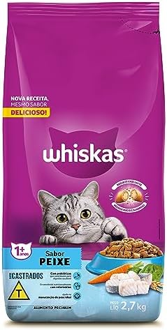 WHISKAS Ração Peixe Gatos Adultos Castrados 2,7 kg