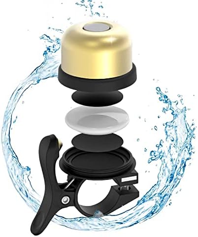 Ocoxus Bike Bell for AirTag, Bicycle GPS Tracker Hidden in Bells Compatible with Apple Air Tag, Fits 0.87 Inch Bicycle Handlebars, Copper Material high Decibel Bell, Waterproof, Anti-Vibration, Gold