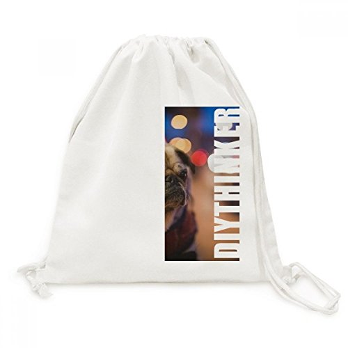 Sac cordon motif chien en toile idéal pour vos randonnées et voyages