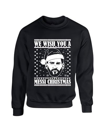 We Wish You A Mess Christmas Jumper Gift for Football Lovers Celebration Sweater Argentina Fans Football Cup Unisex kids adults sweatshirt(M, Black)