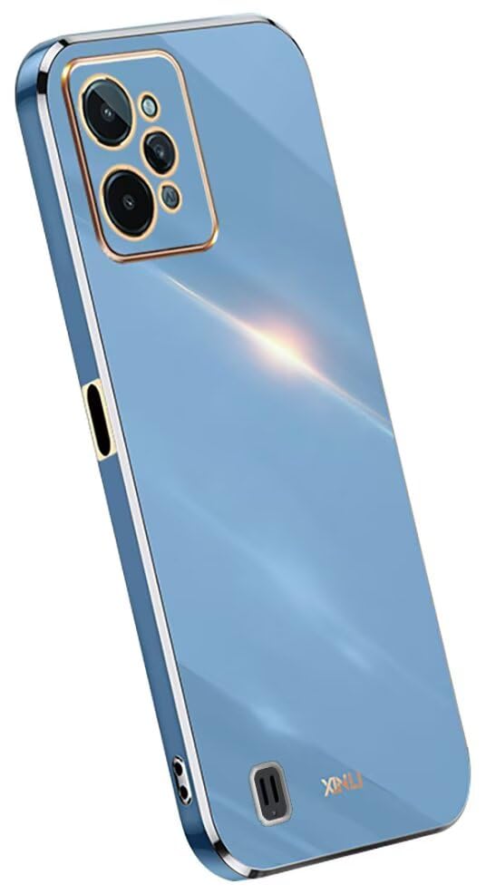 Topme Funda de Silicona para Realme C31 (6.5' Inches), [ Carcasa Case de Teléfono Estilo Borde Dorado] - Azul Marino