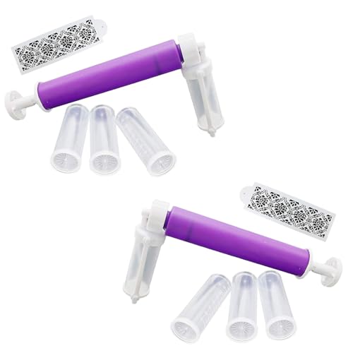 Manuelle Airbrush Zum Dekorieren,Manual Airbrush,Manuelle Airbrush Pumpe,Manuelle Airbrush Für Kuchen,Manuelle Airbrush Torten,DIY Backset Mit 4 Stück Rohr Glitzer Kuchen Spritzpistole (Lila,2pc)